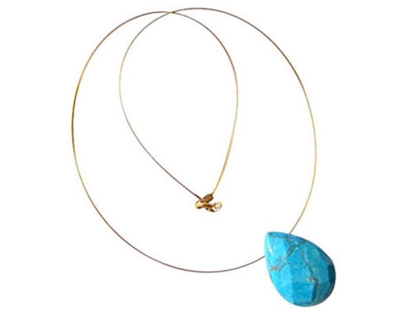 Gemshine - Damen - Anhänger - Halskette - Vergoldet - Türkis - Tropfen - Facettiert - Blau - 45 cm – Bild 3
